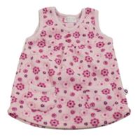 Světlerůžové fleecové šaty s kytičkami Okay