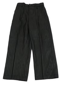 Černé pruhované slavnostní kalhoty s puky 