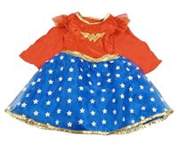 Kostým - Červeno-modré saténovo/tylové šaty s pláštěm - Wonder Woman