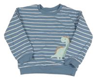 Modro-bílá pruhovaná mikina s dinosaurem M&S