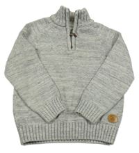Šedý melírovaný svetr s rolákem H&M