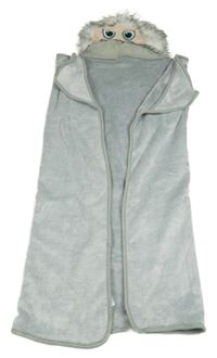 Světlešedá chlupatá zavinovací deka s příšerkou