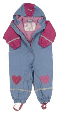 Modro-růžová nepromokavá jarní kombinéza s kapucí Papagino