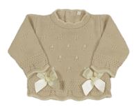 Béžový vzorovaný svetr s mašlemi 