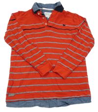 Červeno-modré pruhované polo triko se všitou košilí Jasper Conran