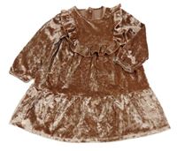 Starorůžové sametové lesklé šaty s volánky Nutmeg