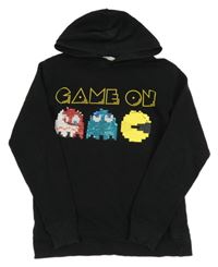 Černá mikina s obrázky z flitrů a kapucí H&M