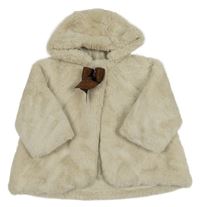 Béžová kožešinová zateplená parka s kapucí Abella