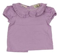 Lila lněná halenka s límečkem 