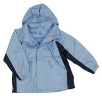 Světlemodro-tmavomodrá šusťáková jarní bunda s ukrývací kapucí Impidimpi