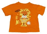 Oranžové tričko s potiskem V Hlavě Sinsay 