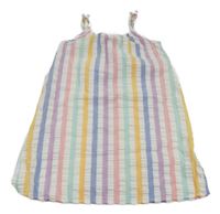 Bílé krepové šaty s barevnými proužky Nutmeg