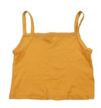Okrový žebrovaný crop top s krajkou H&M