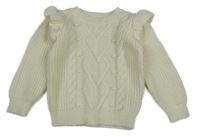 Smetanový vzorovaný vlněný svetr s volánky F&F