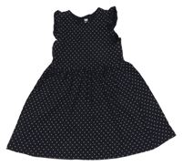 Tmavomodré bavlněné šaty s puntíky H&M