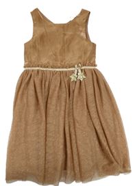 Béžové saténovo/tylové šaty s hvězdičkami H&M