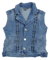 Modrá riflová vesta s výšivkou Indian Blue Jeans