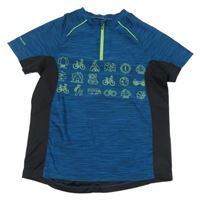 Petrolejovo-černé sportovní tričko s obrázky Endurance 