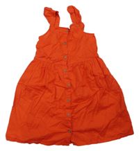 Červené plátěné propínací šaty s volánky H&M