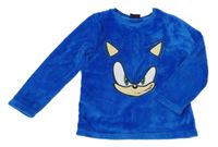 Kobaltově modrá chlupatá mikina se Sonicem 