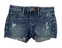 Tmavomodré šisované teplákové riflové kraťasy s prošoupáním H&M