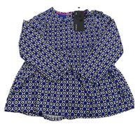 Safírovo-černo-bílá vzorovaná šatová tunika M&S