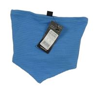 Modrý žebrovaný bandeau top s cípem New Look