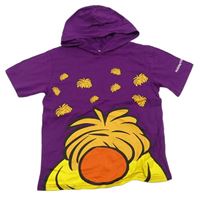 Purpurové tričko s příšerkou a kapucí