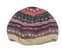 Smetanovo-růžovo-tmavošedo-malinová vzorovaná vlněná čepice Accessorize