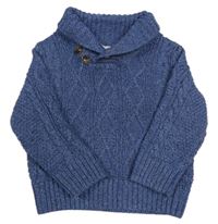 Modro/tmavomodrý melírovaný vzorovaný svetr Monsoon