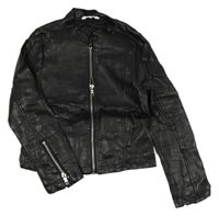 Černá koženková jarní crop bunda miss e-vie