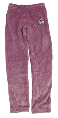 Starorůžové plyšové pyžamové kalhoty s čertíky Steinbeck