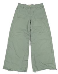 Olivové wide leg crop rifle YIGGA