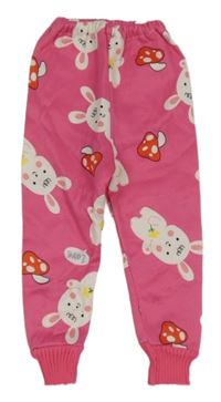 Tmavorůžové tepláky se zajíčky a muchomůrkami 