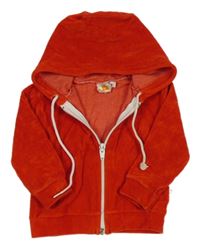Červená sametová propínací mikina s kapucí bébé jou