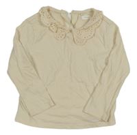 Smetanové triko s límečkem s madeirou Next