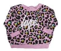 Růžovo-černo-barevná vzorovaná oversize mikina s logem hype.