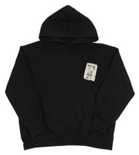 Černá oversize mikina s nášivkou s obrázky a kapsou a kapucí CACTUS