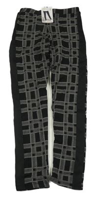 Nové - černo-tmavošedé kostkované teplákové teplé legíny L&D