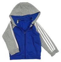 Safírovo-šedá propínací mikina s kapucí Adidas