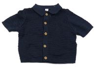 Tmavomodré vzorované pletené propínací tričko s límečkem GAP