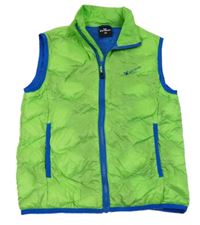 Zeleno-safírová prošívaná šusťáková zateplená vesta s logem EXTEND