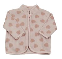 Světlerůžová fleecová propínací mikina se srdíčky Matalan