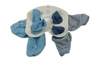 Nové - 2x - bačkory - Modré s autíčkem, tmavomodro-bílé pruhované M& vel. 16S