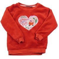 Červená plyšová mikina se srdíčkem s Peppa Pig
