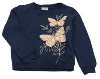 Tmavomodrá mikina s motýlky C&A