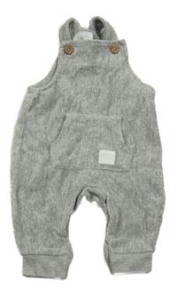 Šedé melírované žebrované sametové laclové tepláky s kapsou s obláčkem Topomini