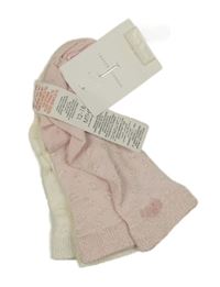 Nové - 2x - Ponožky se srdíčky a mašlí - Světlerůžové, smetanové JASPE CONRAN