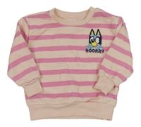 Broskvovo-růžová pruhovaná mikina s Bluey 