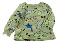 Khaki plyšová mikina s dinosaury Originals